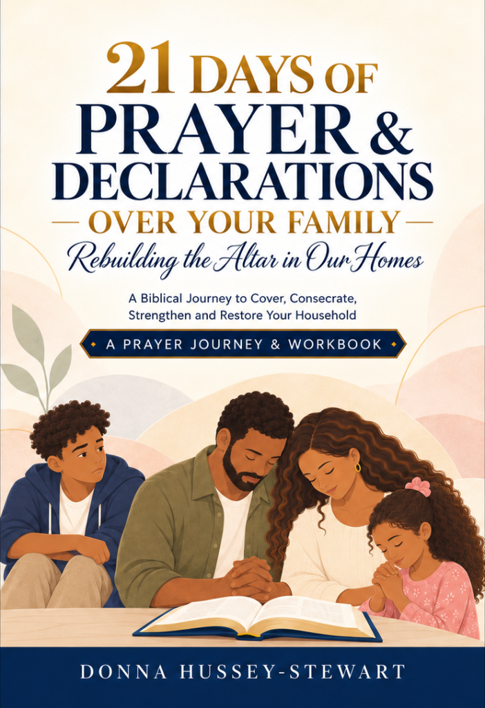 21 Days of Prayer and Declarations Over Your Family - illustrated family praying with a thoughtful teen